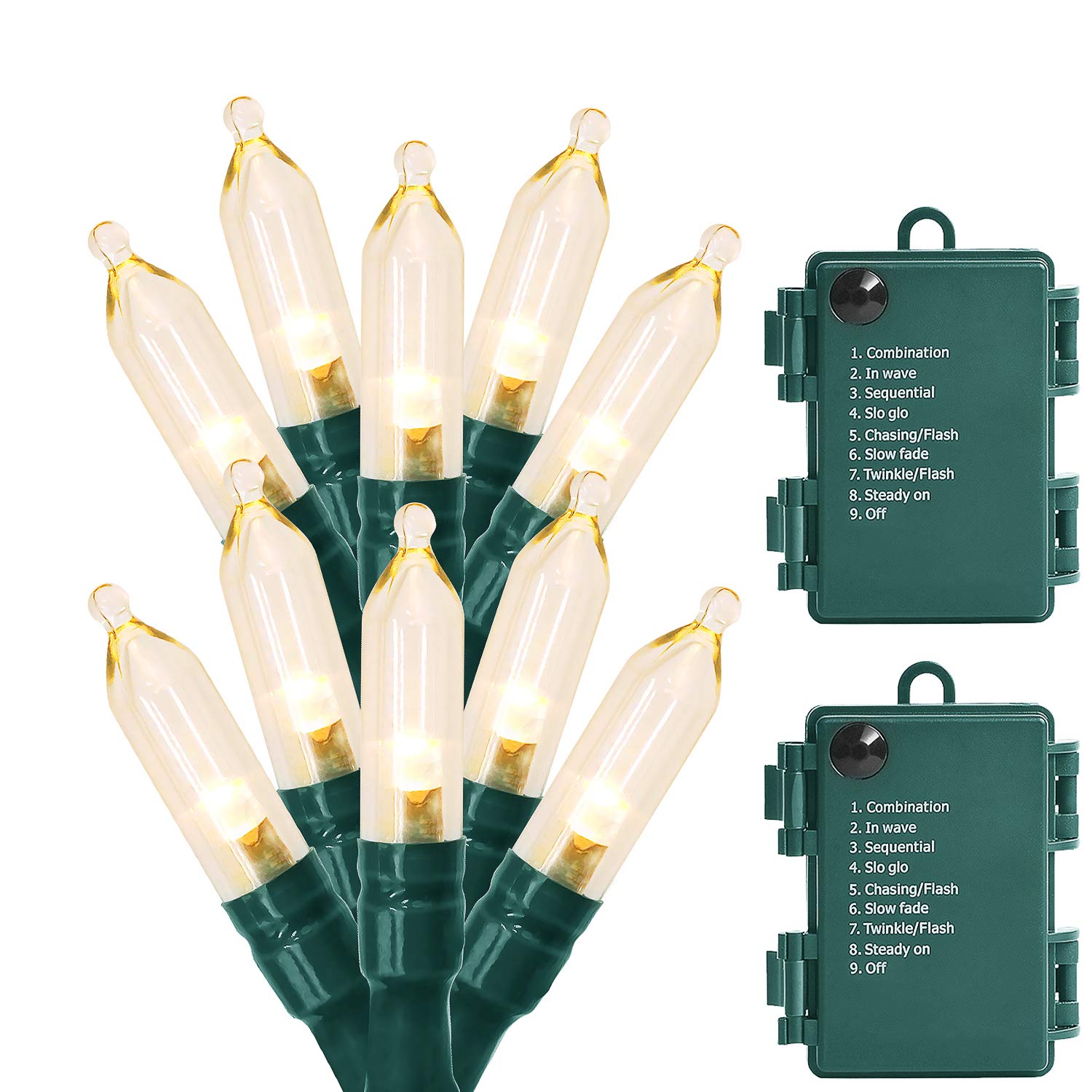 Photo 1 of MAGOTAN Outdoor String Lights Christmas Lights 50 LED Battery Operated String Lights Fairy Lights for Christmas Tree Wedding Wreath Party Home Garden Indoor, Waterproof, 18ft, Warm White, 2 Pack