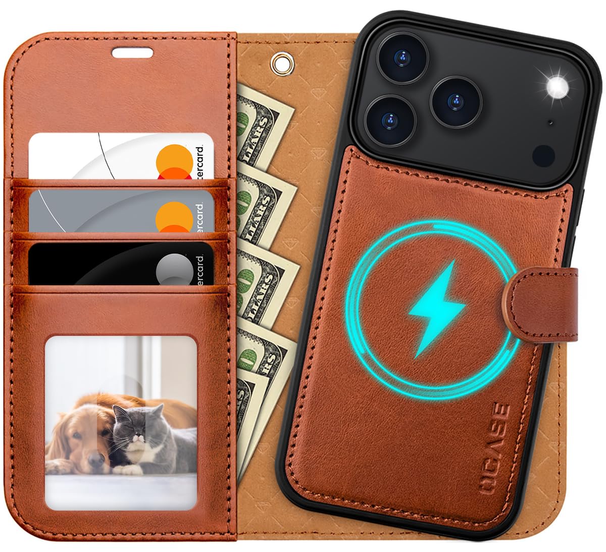 Photo 1 of OCASE for iPhone 17 Pro Detachable Wallet Case with Card Holder, 2 in 1 PU Leather Flip Folio with RFID Blocking Stand Wrist Strap Shockproof Phone Cover 6.3 Inch 2025, Brown