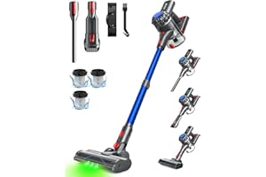 SVHT V15 Cordless Vacuum Cleaner, 45Mins Powerful Vacuum Cleaners for Home, Lightweight Stick Vacuum with Advanced Green Light Tech, Rechargeable Battery Vacuum for Carpet,Pet Hair,Hardwood Floor