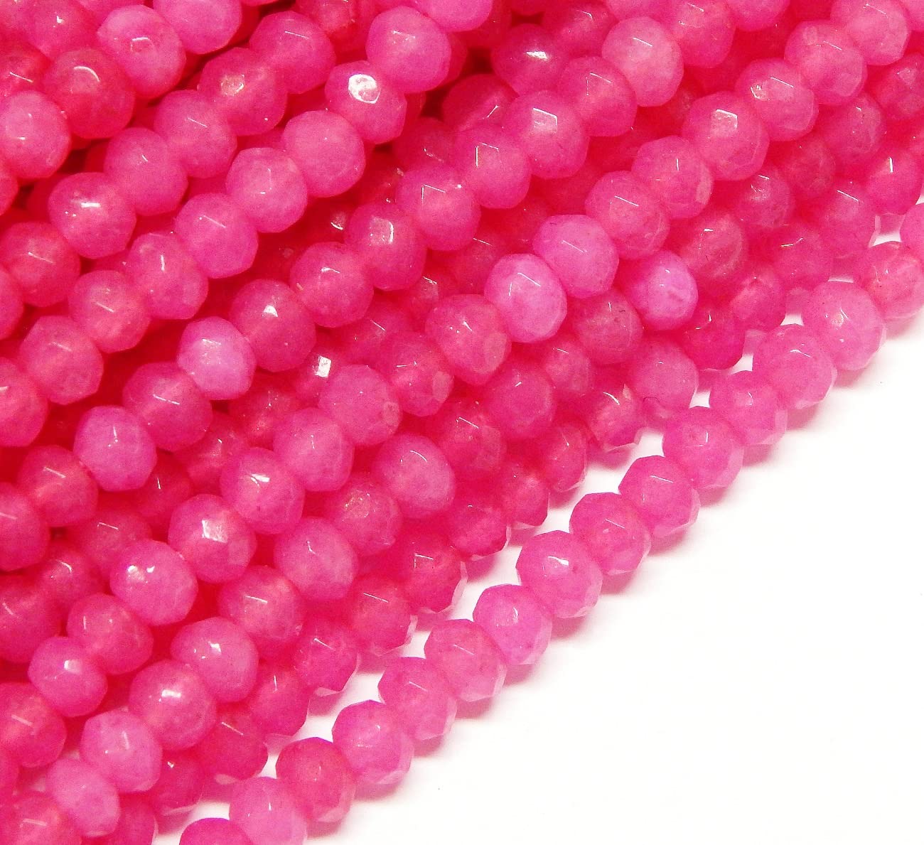 Agate & Jasper Gemstone String Beads, 4 mm, Rondelle, Pack of 110, Semi-Precious Stone for Jewellery Necklace Bracelet (Pink Agate)
