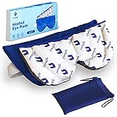 ZOMAPLE Heated Eye Mask, Blue – Soothing Moist Heat for Dry, Tired Eyes – Quick Microwave Prep, Adjustable Strap, Travel Pouch & Plush Washable Cover – Reusable, Cord-Free Warm Compress for Eyes