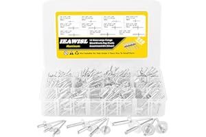 IEAWISL Pop Rivets Assortment Kit, 250PCS Large Flange Aluminum Rivets, 11 SAE Sizes Flange Diameter - 1/8" 5/32" 3/16" for Airplanes, Ships, Rails and DIY (Silver)