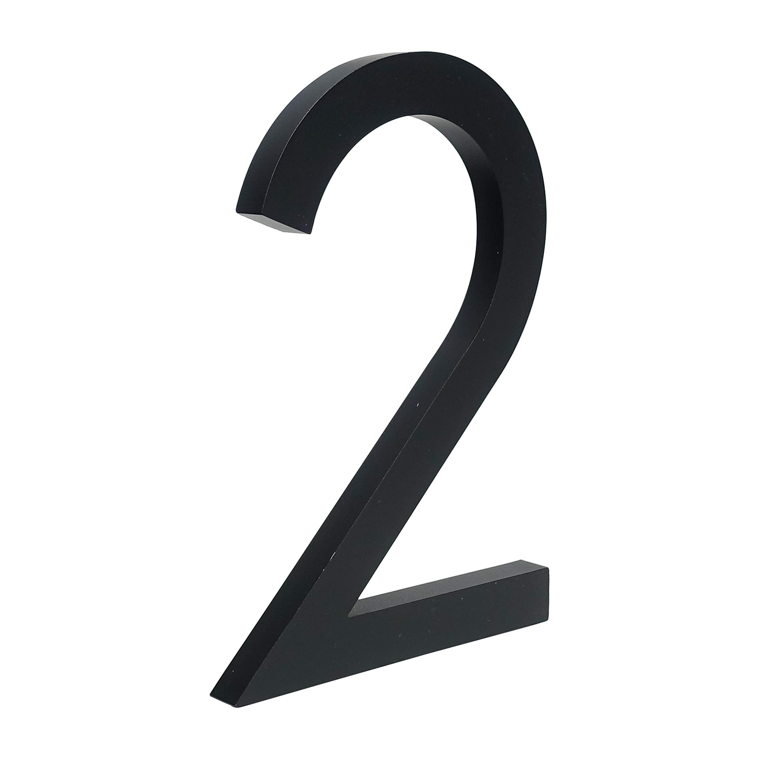 HASWARE Floating House Number 6 inch Stylish Door Numbers Alphabet Plaque Street Home Address Numerals (Black, 2)