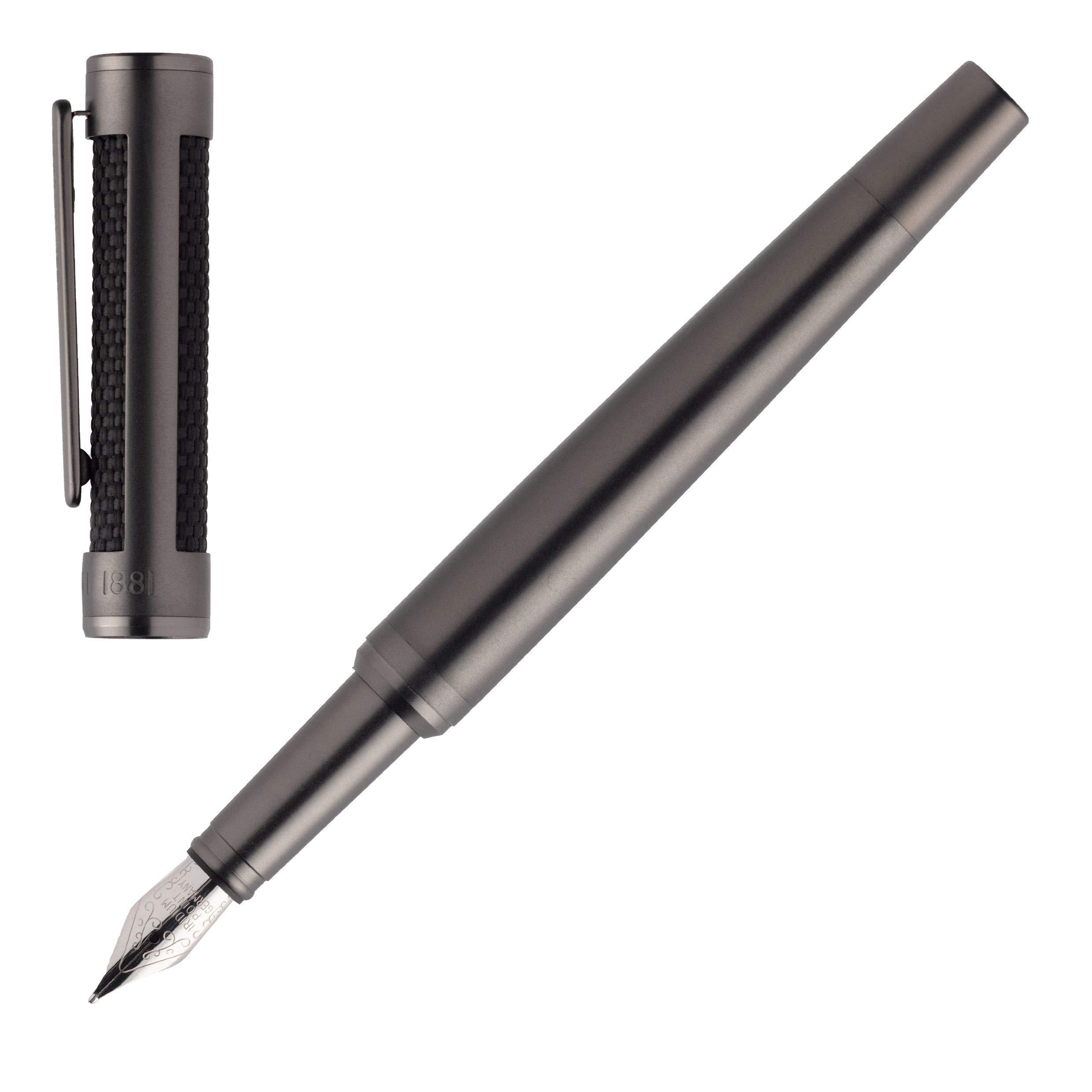 Cerruti 1881 Horton Gun NSS0112A Brass Fountain Pen in Grey/Black/Blue Font Length 13.8 cm