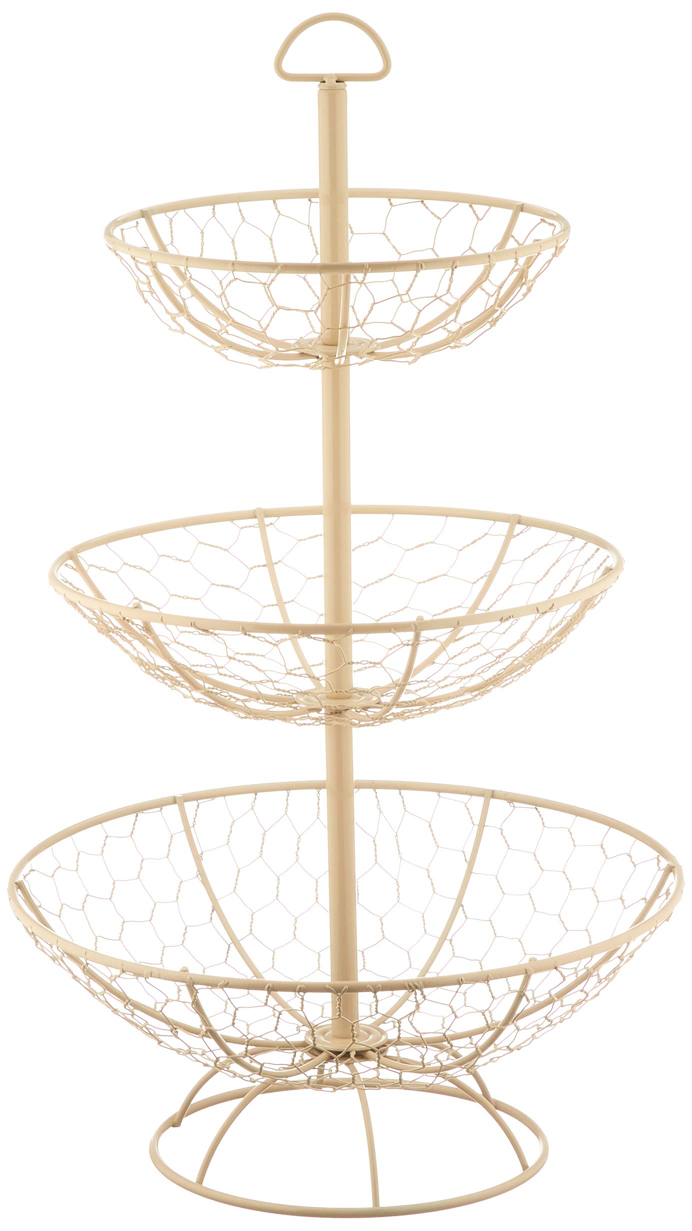 T&G 23050 Provence Wireware 3-Tier Basket, Cream, D300xH500mm