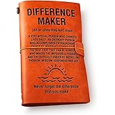 NGAEAK Difference Maker Gifts Leather Journal Notebook, Thank You Appreciation Gifts for Leader Boss Mentor Coach Coworker Teacher Difference Maker Definition Engraved Vintage Leather Travel Journal