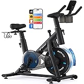 MERACH Exercise Bike, Brake Pad Stationary Bike with Exclusive App, Low Noise Indoor Cycling Bike with 300lbs Weight Capacity, Tablet Mount and Fitness Courses for Weight Loss