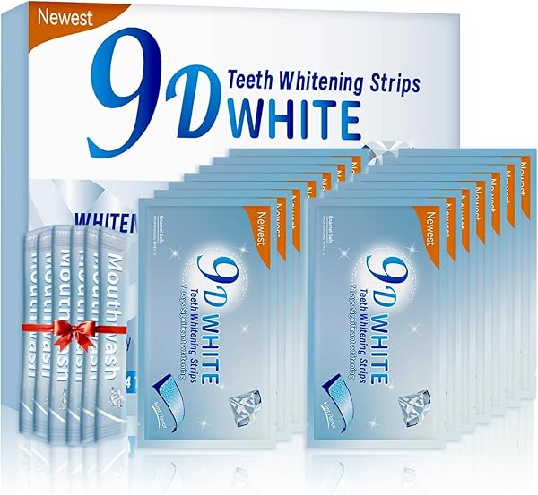 SOMALL 9D TEETH WHITENING STRIPS – 【NEWEST 2024】 PROFESSIONAL DENTAL FORMULA – ENAMEL SAFE WHITENING WITHOUT THE SENSITIVITY – 14 TREATMENTS WITH 28 STRIPS + MOUTHWASH GIVEN*14