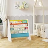 Rainbow Tree 4-Tier Kids Sling Book Rack Yellow Book Shelf Easy Reach view 8