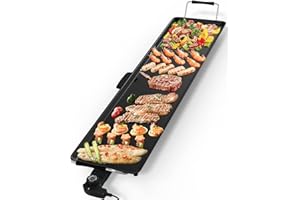 35" Large Electric griddle, Arlime Indoor Outdoor Teppanyaki Table Top Grill Griddle, Portable BBQ Grill Electric, with Adjustable Temperature for Party/Home/Camping Cooking Black