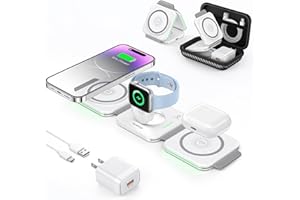MURPISO 3 in 1 Charging Station for Apple,Magnetic Foldable Charger for Travel,Wireless Charger Pad for iPhone 15/14/13/12/Pro/Max/Mini,AirPods Wireless/Pro,iWatch Ultra/SE/9/8/7/6/5/4/3/2