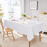 Deconovo White Rectangle Tablecloth 140x240 cm Water Resistant Oxford Fabric view 2