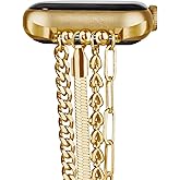 QINGQING Chain Bracelet Compatible for Apple Watch Band 41mm 38mm 40mm, Women Fashion Slim Jewelry Dressy Apple Watch Band