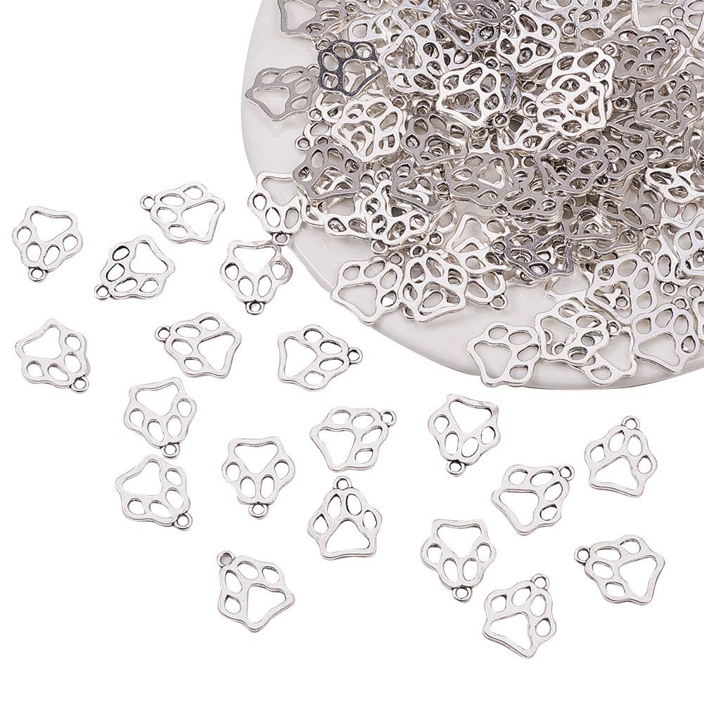 PH PandaHall 150pcs Paw Print Charms 0.78 Inch Cute Dog Charms Paw Pendants Custom Pet ID Tag Pet Themed Crafts for Bracelet Necklace Keychain Bag Charm Dog Collar Jewellery Making, Hole: 2mm