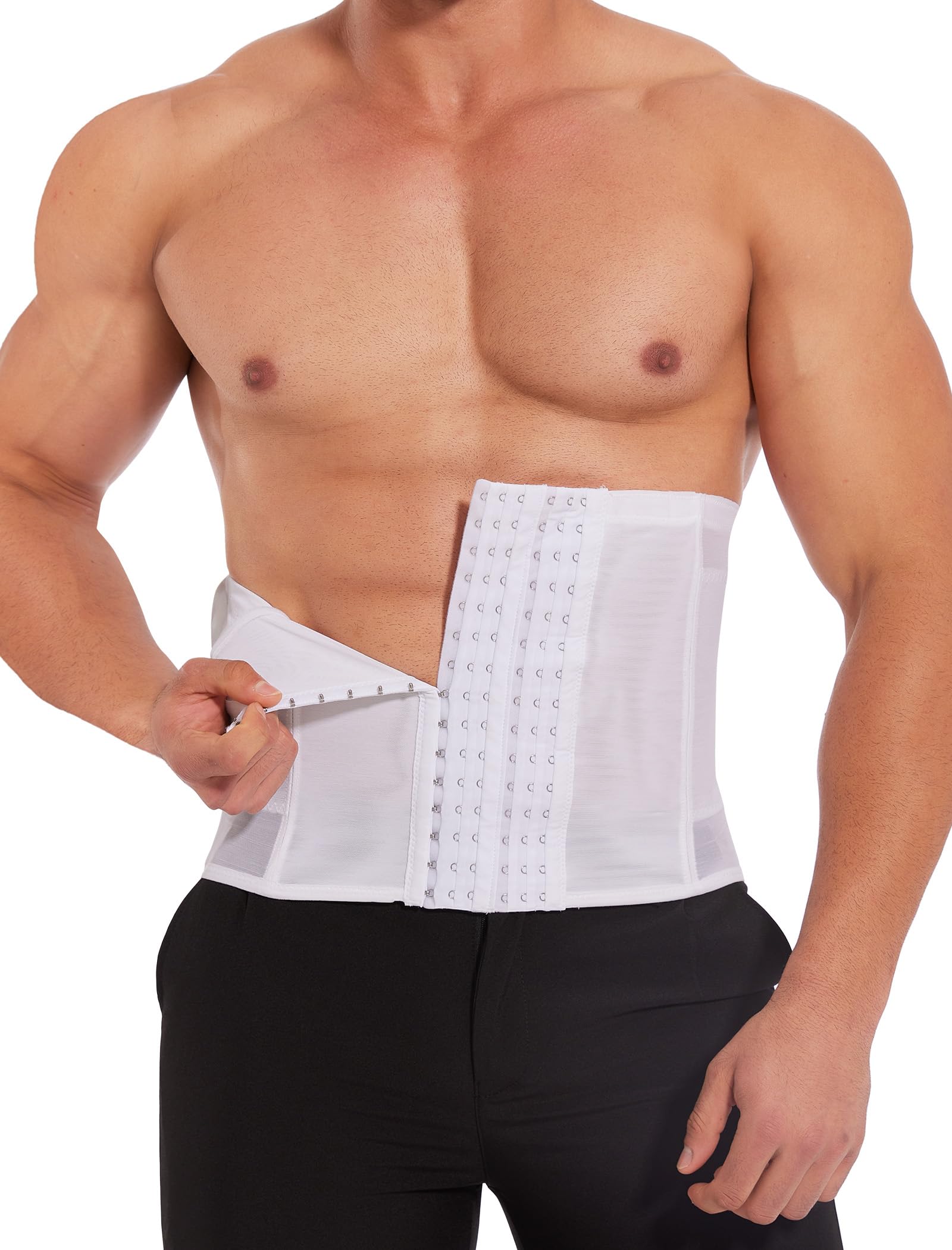 Photo 1 of Vaslanda Waist Trainer For Men Tummy Control Shapewear Girdle Stomach Band Back Support Body Shaper Trimmer Belt White M