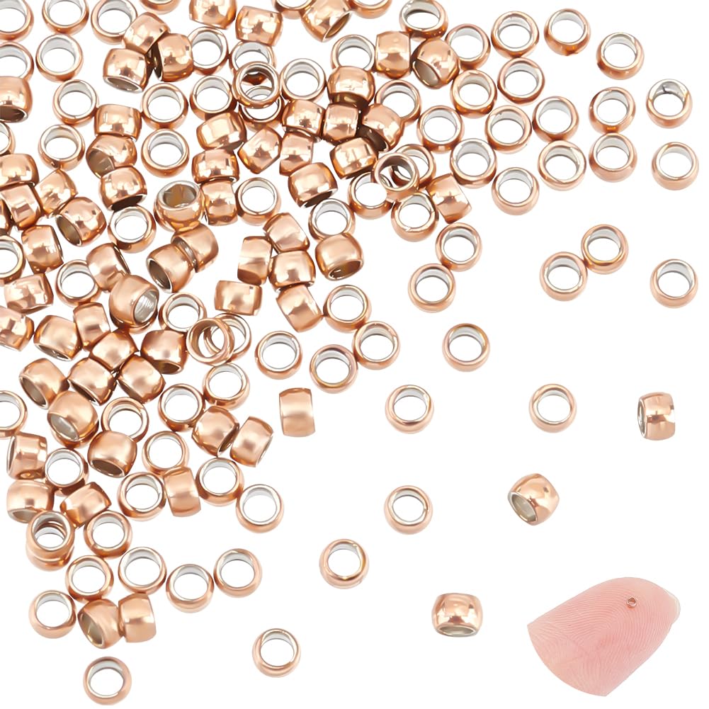 UNICRAFTALE 150Pcs Round Stainless Steel Spacer Beads 1.5mm x 0.8mm Hole Rose Gold DIY Bracelet Crimp Beads for DIY Jewelry Making — image 1
