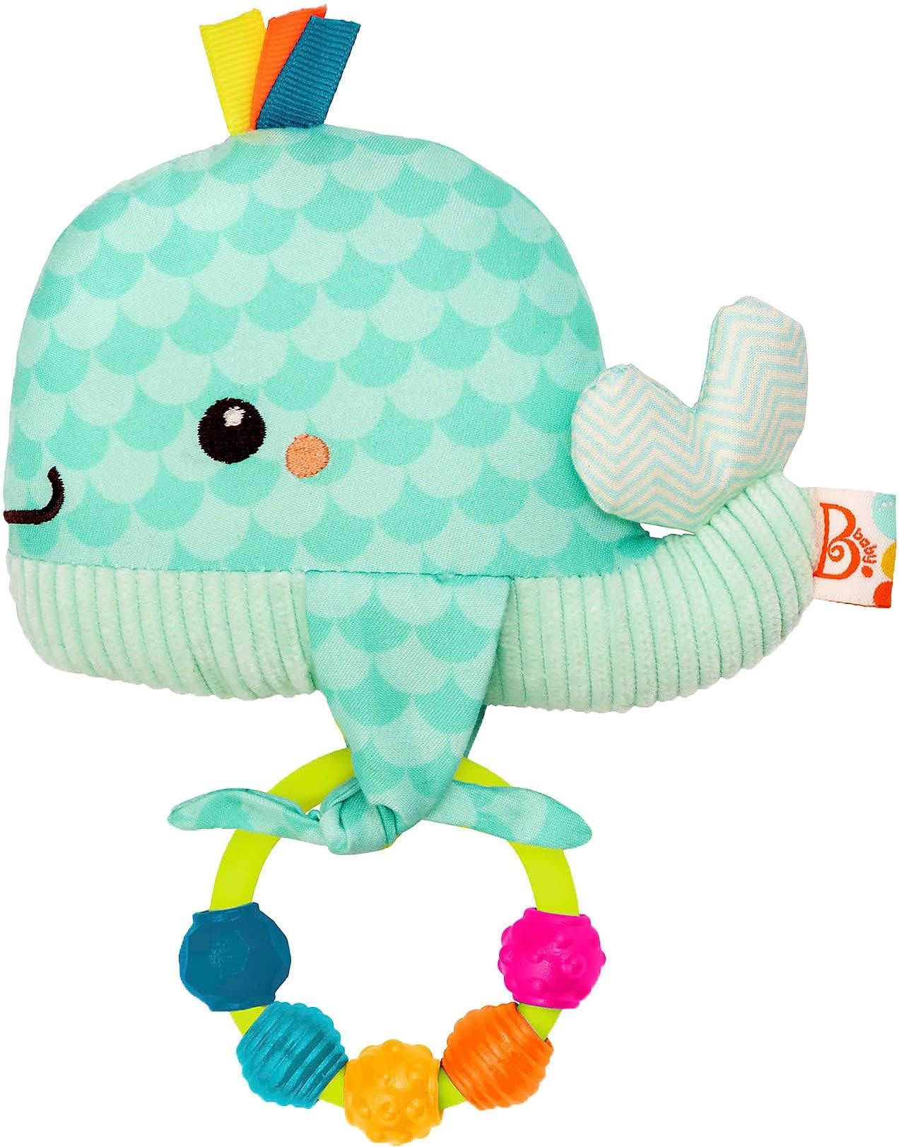 B. Toys - Sensory Baby Toy - Whimsy Whale Baby Rattle Toy - Plush Whale & Ring Rattle - Textures, Colors, Sounds - Machine-Washable