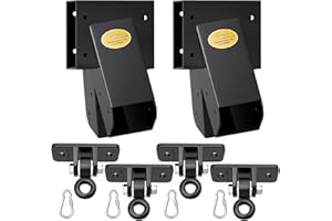 BETOOLL Swing Sets Brackets - 2 A-Frame Swing Set Brackets and 4 Swing Hangers with All Mounting Heavy Duty Hardware Included - Swing Set Kit for Porch, Yard, Playground - Black