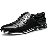 Men's Premium Leather Dress Shoes Comfort Business Casual Oxford Shoes Fashion Dress Sneakers Soft Loafers Derby Shoe for Office Working Walking Driving
