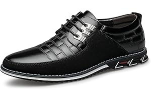 FLAGELI Men's Premium Leather Dress Shoes Comfort Business Casual Oxford Shoes Fashion Dress Sneakers Soft Loafers Derby Shoe for Office Working Walking Driving