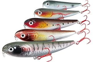 XBLACK Fishing Lures Set Minnow Crankbaits Pencil Jointed Popper VIB Lures Fishing Lures Kit 5PCS for Bass Trout in Saltwater and Freshwater, XBLACK Baits, Catch Big Fish!…