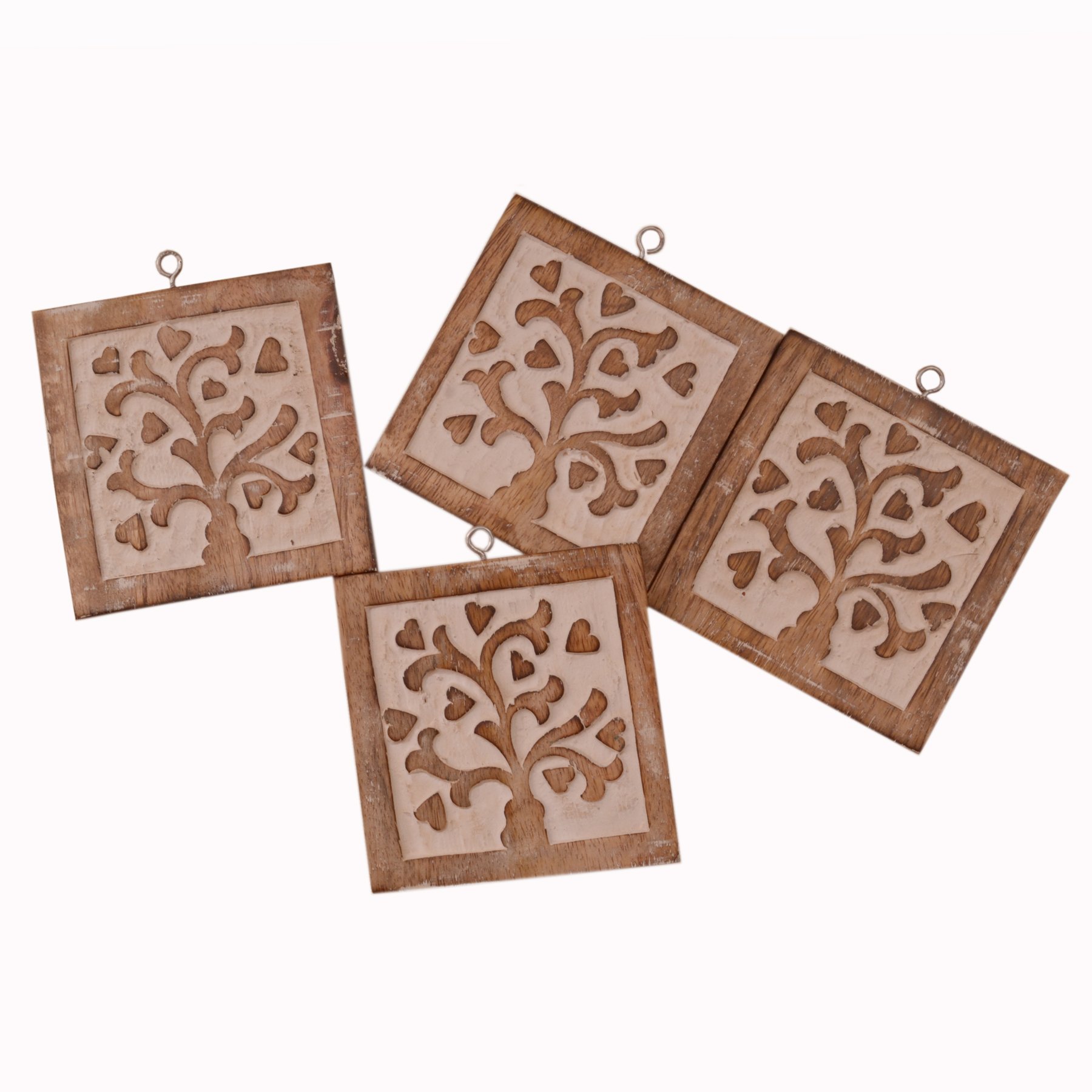 Purpledip Wooden Coasters Set 'Fascinating Flora': Doubles Up As Wall Panel Set (10937) — image 1