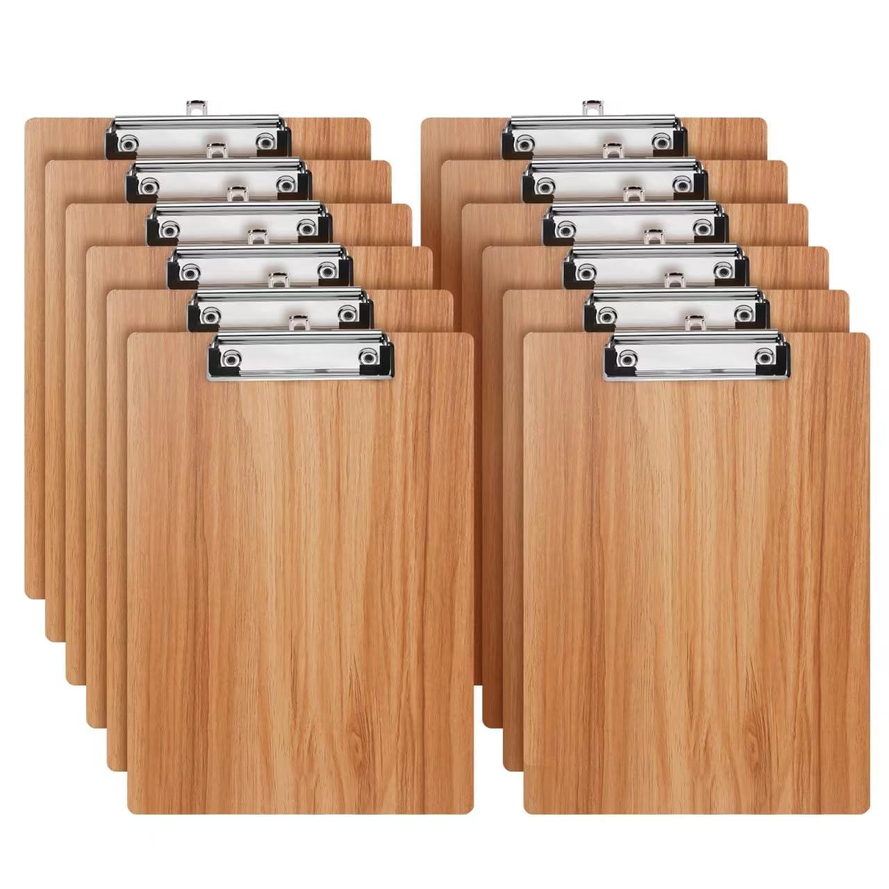 A4 Clipboard,12 Pack Clipboards with Low Profile Clip and Hanging Hole,A4 Wooden Clipboard Hardboard Clip Board