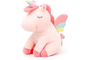 Lazada Unicorn Stuffed Animal Plush with Rainbow Wings Pink 12 Inches