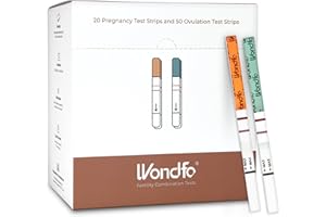 Wondfo 50 Ovulation Test Strips and 20 Pregnancy Test Strips Kit - Rapid Test Detection for Home Self-Checking (50 LH + 20 HCG)