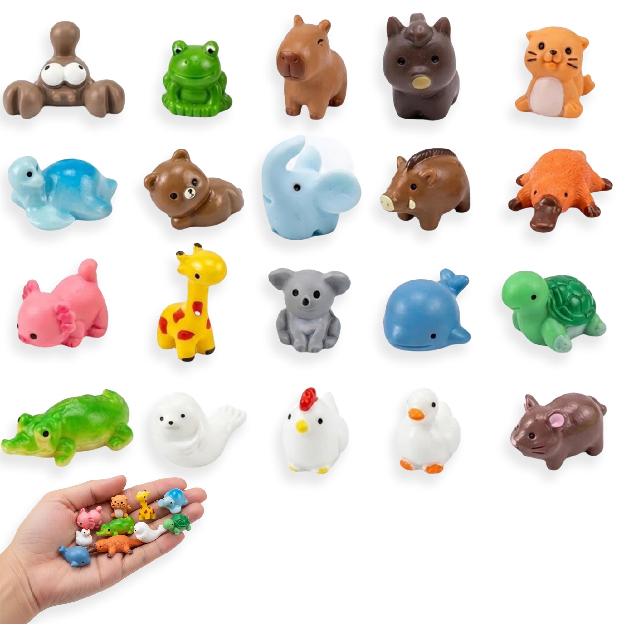 XIYING 20 Styles Tiny Resin Animals, Mini Resin Figures for Fairy Garden Accessories, Dollhouse Decor and Creative Crafts