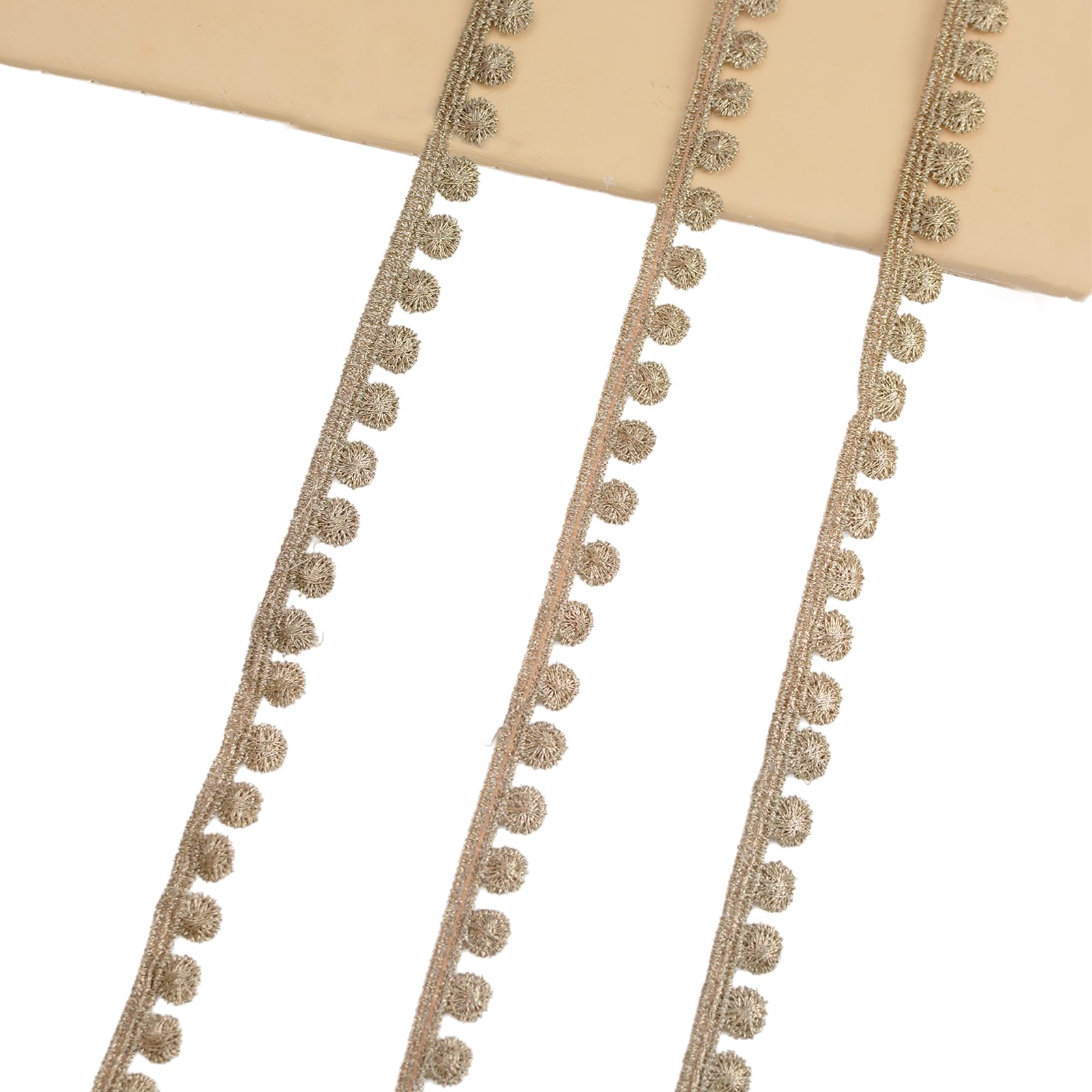 URROMA 10 Yards Gold Lace Trim for Sewing, Circular Metaillic Lace Riboon Gold Embroidery Lace Trim Vintage Lace Craft for Bridal Dress Costumes Home Decor