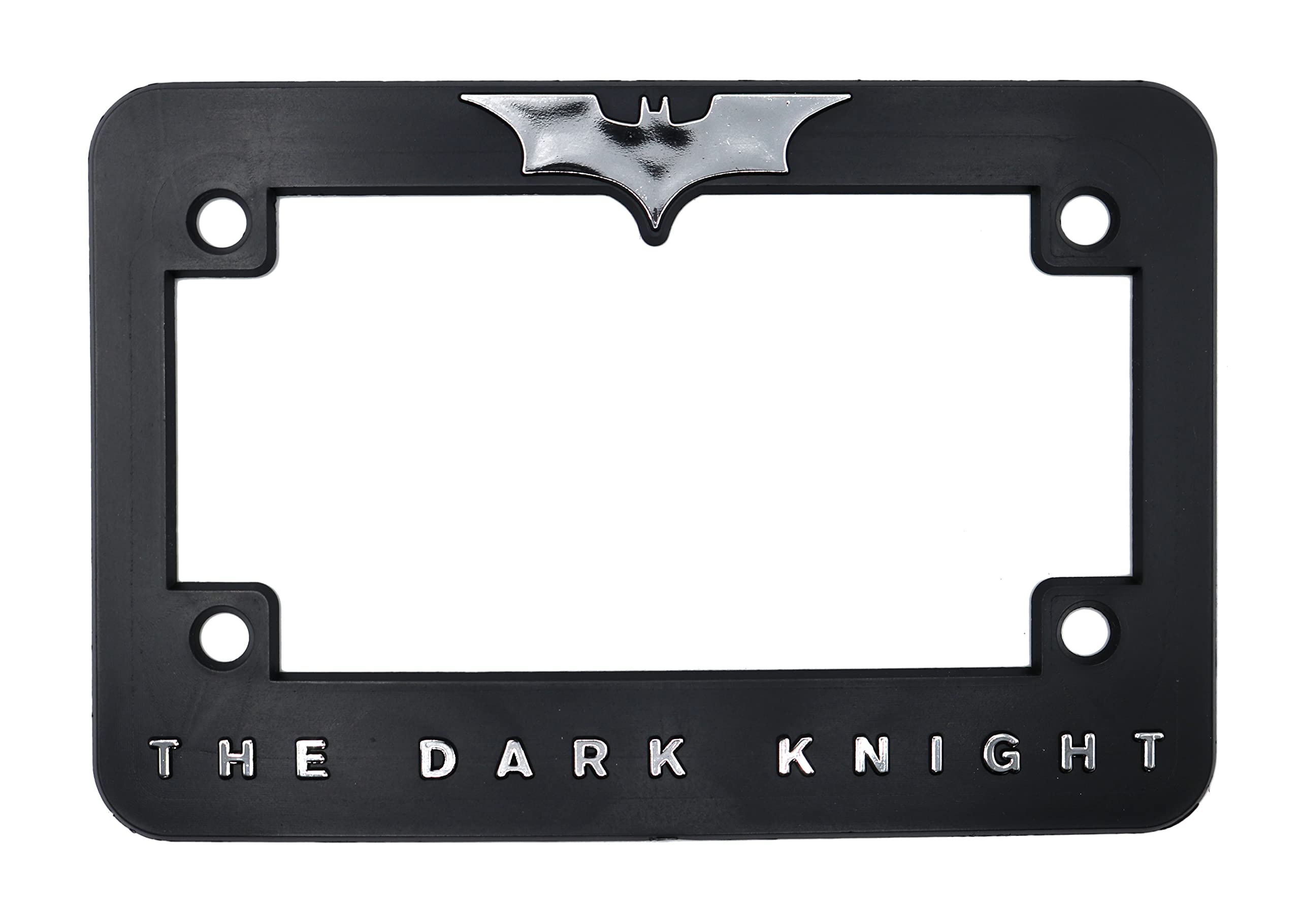 Photo 1 of LP Frameworks The Dark Knight 3D Raised License Plate Frame | 1 Pack Motorcycle License Plate Cover | Universal US Motorcycle Black License Plate Holder | Auto Accessories (Motorcycle) (Chrome)