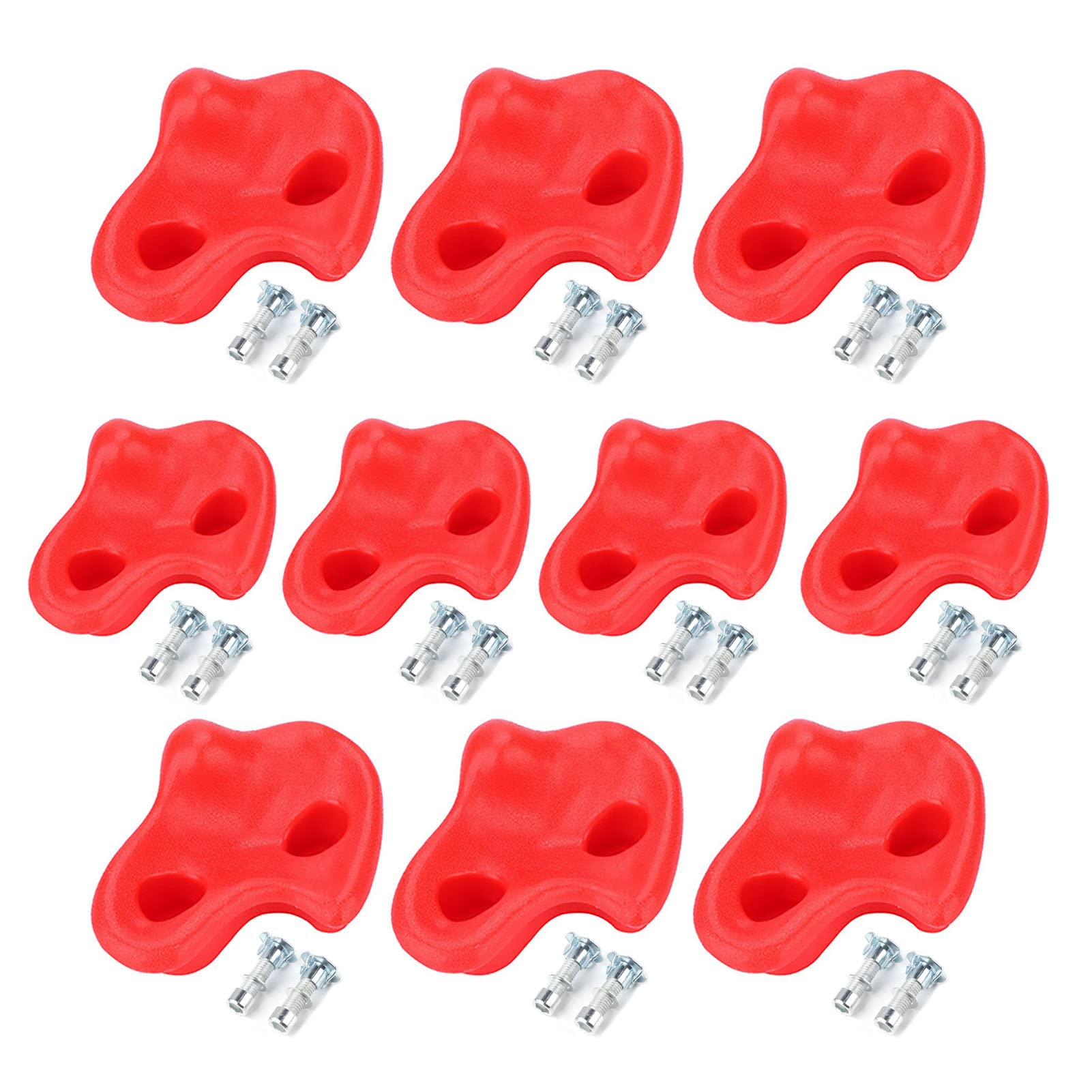 Alomejor Climbing Stone 10PCS Plastic Textured Rock Climbing Holds Rocks Wall Stones For Climbing Frames, Tree Houses And Kids Climbing Walls(Red)