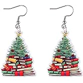 MALOYANVE Christmas Tree Earrings for Women Cute Sparkly Acrylic Snowflake Stars Gloves Socks Glitter Lightweight Stud Earrings Party Jewelry Festival Decoration