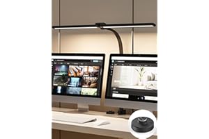 Torchlet Dimmable Desk Lamps for Home Office, 31.5'' Double Head LED Desk Light Adjustable Gooseneck Dorm Desk Lamp with USB Charging Port for Study Reading Drafting