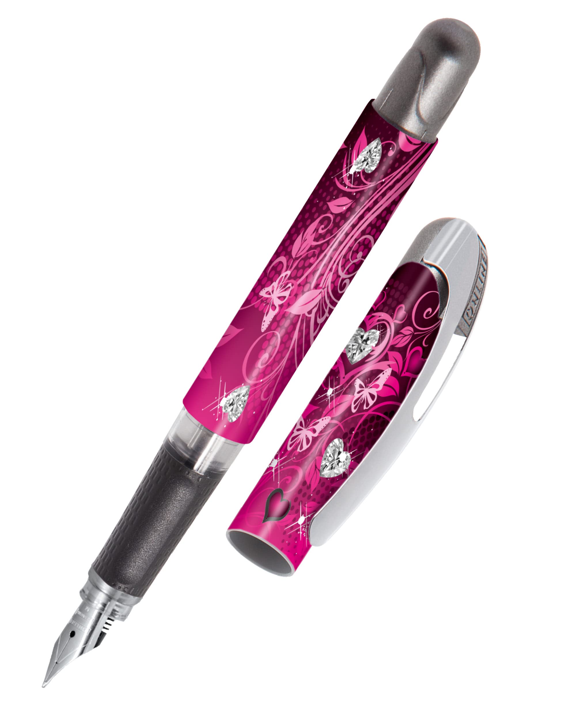ONLINE College ink pen Pink Dreams ergonomic fountain pen for school solid medium nib, soft grip part for standard ink cartridges refillableideal for beginners, pupils, students — image 1