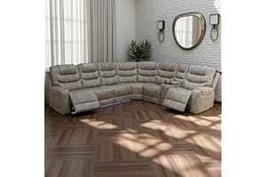 AYCP FURNITURE Living Room Furniture Set, Power Reclining Sofa Set, Air Leather Recliners with Built-in USB Ports and Storage Console, LED Reclining Couch Set for Living Room (Grey, Sectional)