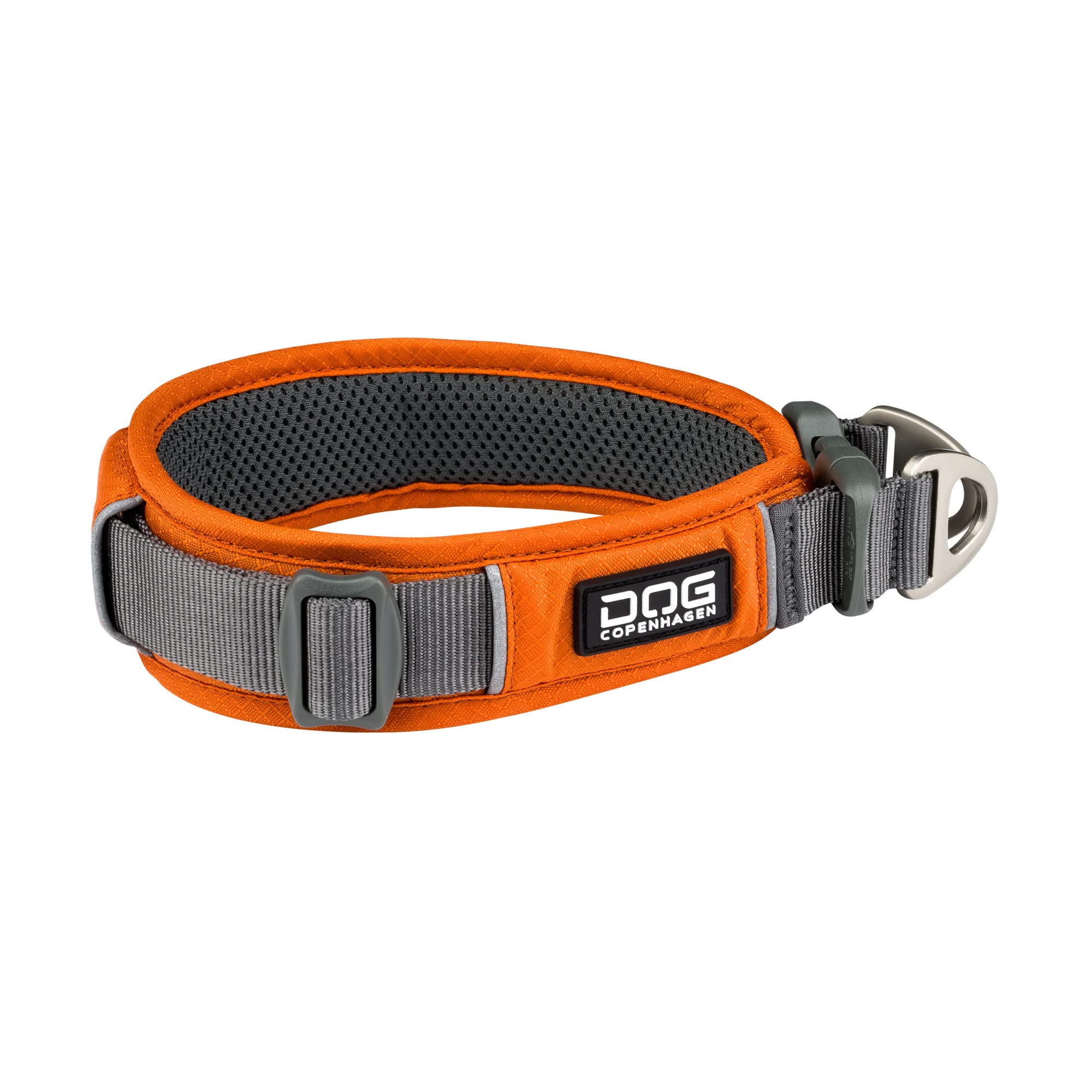 DOG Copenhagen Urban Explorer Collar 2.0 - Padded Dog Collar - Reflective - Comfortable, Orange Sun, Size XS