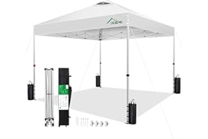 Acepic 10x10 Pop Up Canopy Tent,300D Silver-Coating Top,Pop Up Canopy Tent Instant Portable Shelter with 1-Button Push and Wheel Carry Bag, 8 Stakes and 4 Canopy Weights