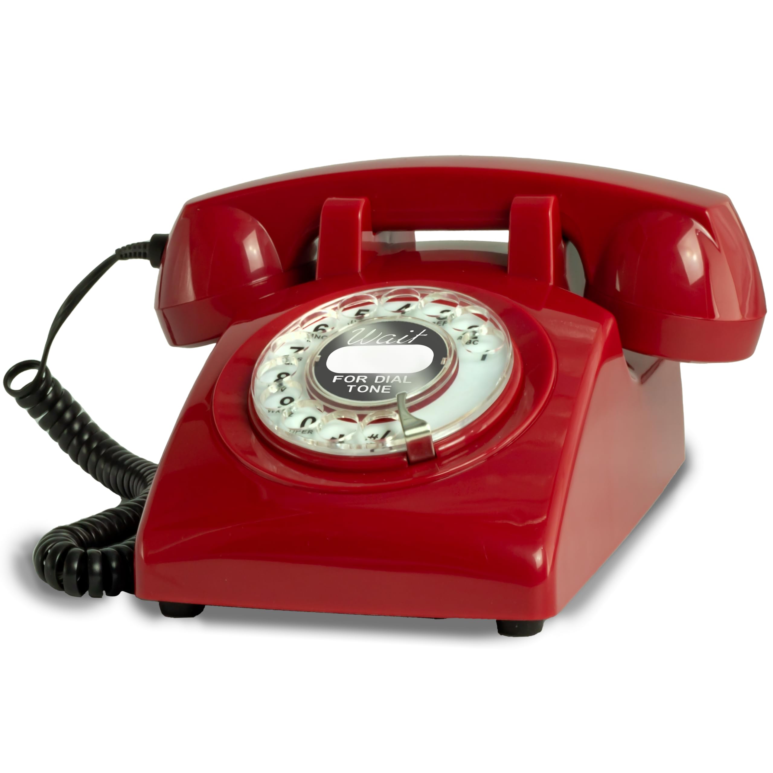 Opis 60s Cable: The Rotary Phone That Looks Like an Old School Vintage Land Line Antique Telephone for The Analog Tattle Landline in Classic Red