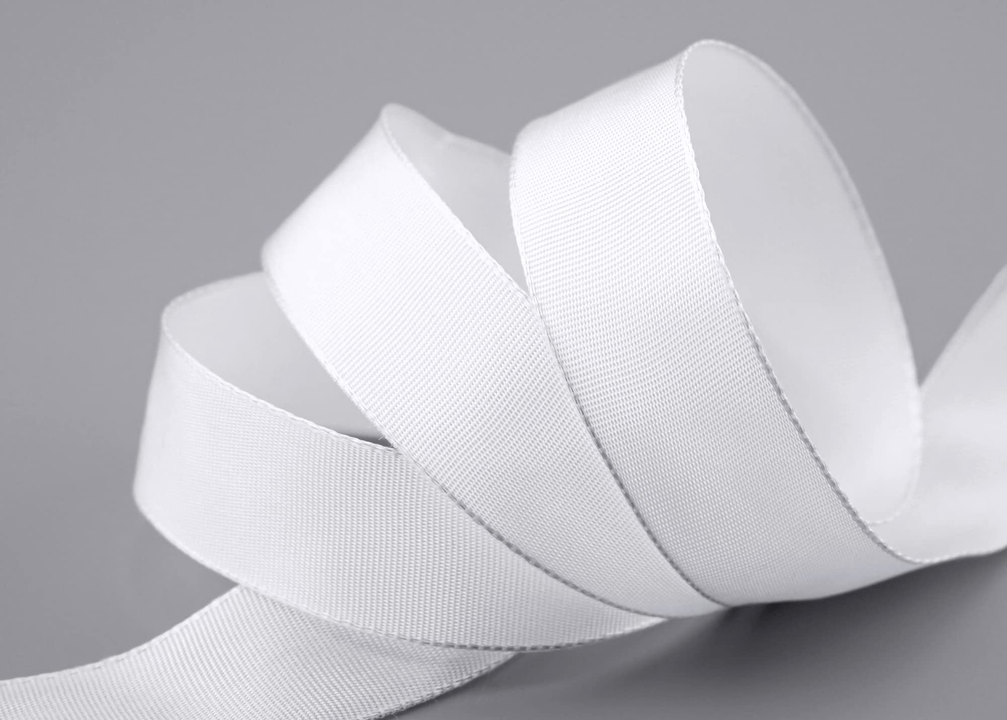 finemark 25 m x 25 mm Wired Edge Ribbon Leo White (601) Decorative Ribbon with Wired Edges Plain Gift Ribbon Fabric Ribbon Ribbon Visco Wire Made from Renewable Raw Materials Biodegradable