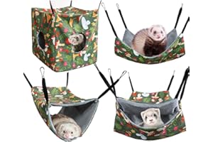 1Set/4Pcs Rat Hammocks Hanging Ferret Hammock with Straps Soft Washable Guinea Pig Bed for Chinchilla Sugar Glider