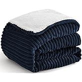 Kozyhvn Navy Blue Throw Blanket - Soft Cozy Sherpa, Warm for Winter, Reversible for Sofa, 50 x 60 Inches