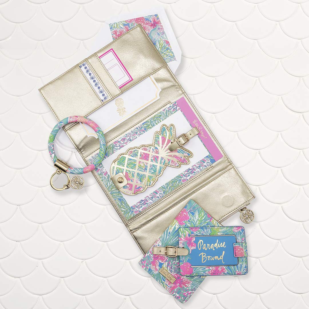 Lilly Pulitzer Vegan Leather Passport Holder, Cute Passport Cover, Travel Wallet with Credit Card Slots, Swizzle In