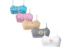 DChica Girls Training Bra, Seamless Crop Top Cotton Stretch Training Bras for Teens - Pack of 5