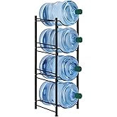 smusei 5 Gallon Water Bottle Jug Holder 4 Tier Heavy Duty Cooler Jug Storage Rack Detachable Bottle Organizer Shelf for Home, Kitchen, Office, Breakroom Space Save, Black