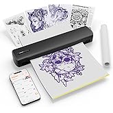 Tattoo Stencil Printer, Portable Bluetooth Thermal Transfer Machine | Wireless Printer for 8.5 x 11 Letter A4 A5, Perfect for Tattooist, Travel and Home Office - Smartphone PC and Laptop