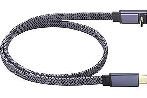 AAOTOKK Up&Down Angle 3.1 USB C to USB C Flat Short Cable,90 Degree 10Gbps Tpye C USB 3.1 Gen2 Male to Male Charging,Data,Aud