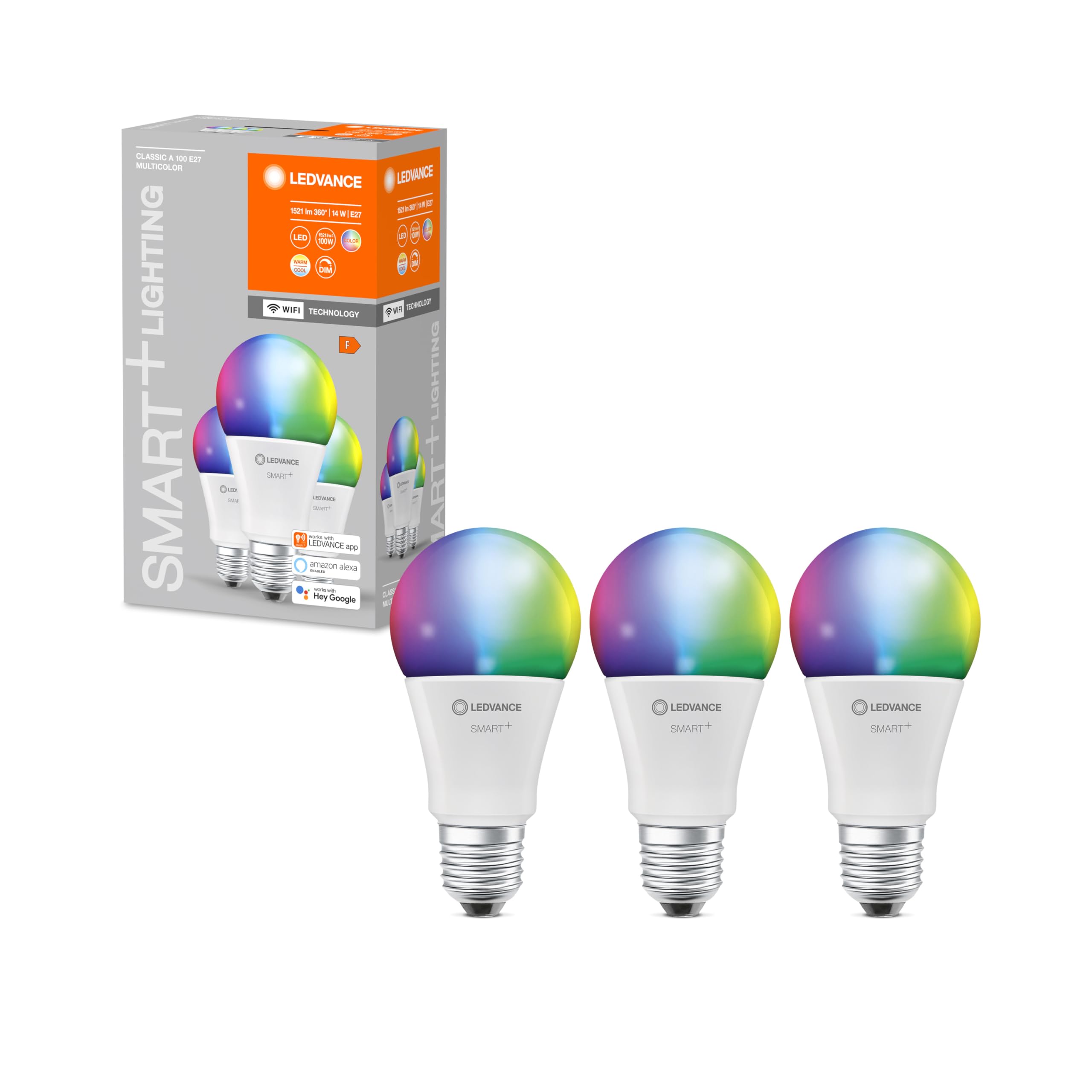 LEDVANCE LED lamp | E27 | RGBW | 2700…6500 K | 14W=100W | Smart+ WiFi Classic Multicolour