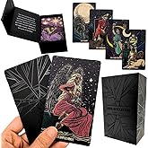 La Muci Dark Reflections Tarot Shadow Work Cards Deck, Unique Art Work with Guide Book for Beginners - A Minimalist Tarot Large Deck, Major and Minor Arcana Full Tarot Deck with 78 Cards